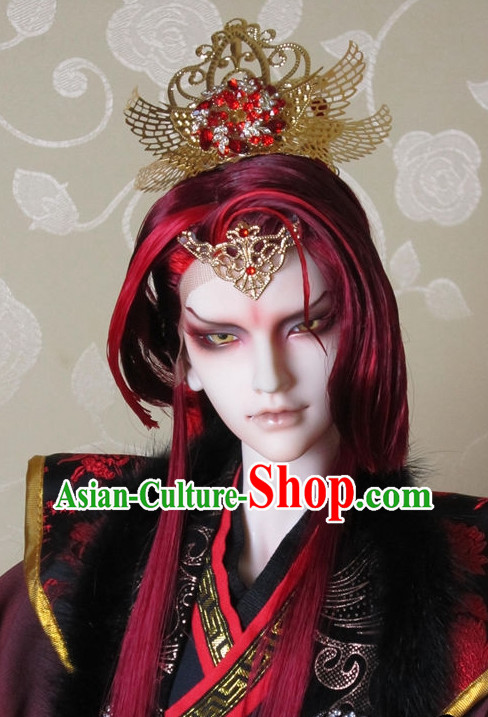 Chinese Traditional Emperor Costumes and Crown Complete Set for Men