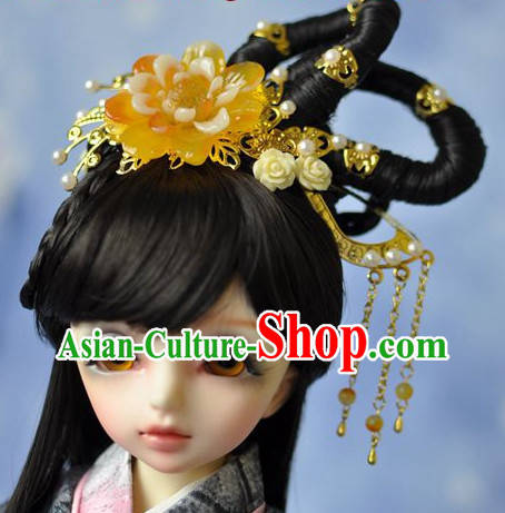 Traditional Chinese Princess Black Wig and Hair Jewelry