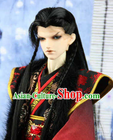 Chinese Traditional Mens Long Black Wig