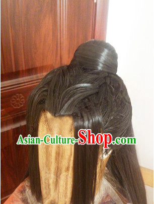 Chinese Handmade Swordsmen Long Black Wig for Men