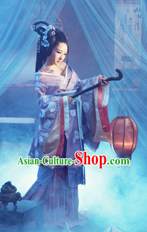 Chinese Traditional Palace Lady Clothes and Hair Jewelry Complete Set