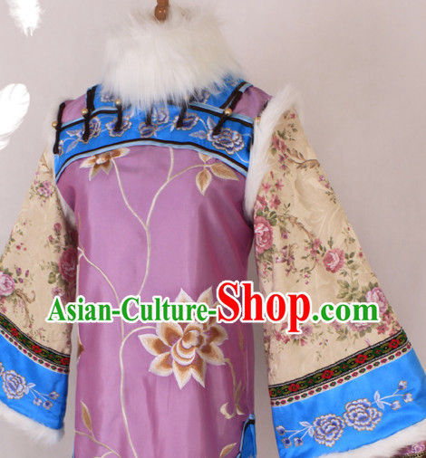 Chinese Ancient Costume Mandarin Dress and Hair Jewelry Complete Set