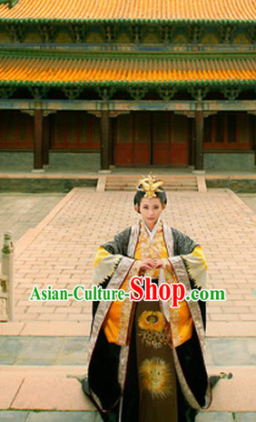 China Fashion Chinese Ancient Costume Female Emperor Wu Zetian Costume and Hair Jewelry Complete Set