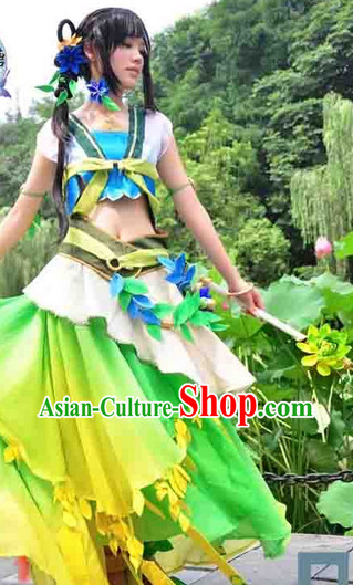 Chinese Princess Cosplay Halloween Costumes and Hair Jewelry Complete Set