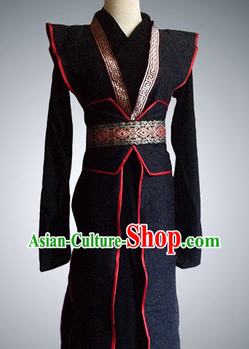 Chinese Black Swordsman Costumes Complete Set for Men