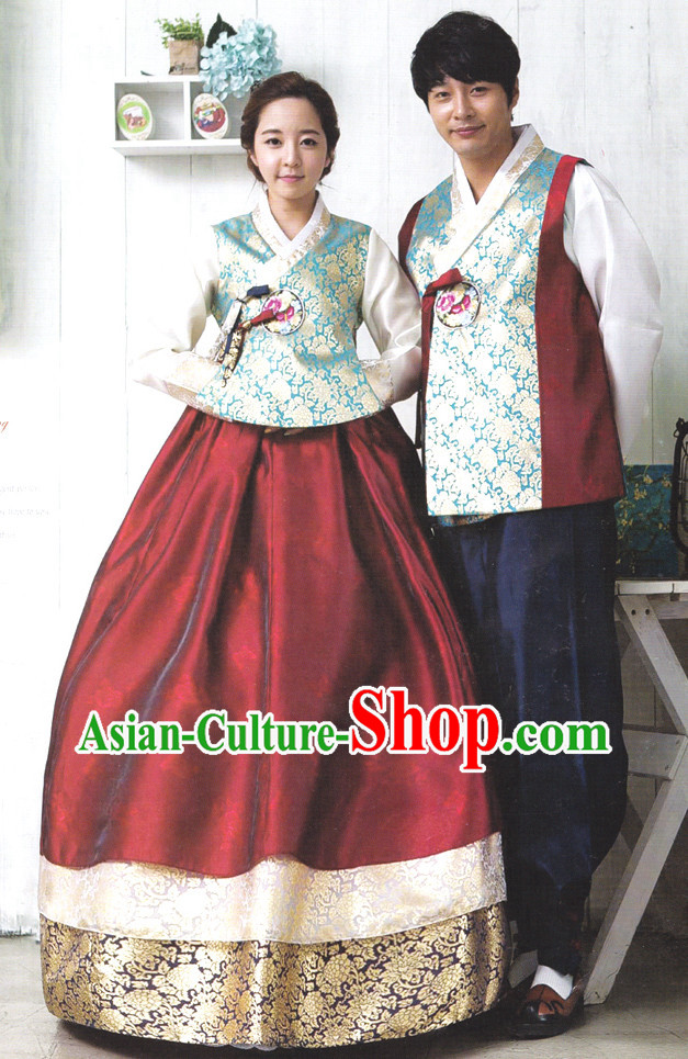 Korean Couple Traditional Dresses Hanbok Clothing for Men and Women