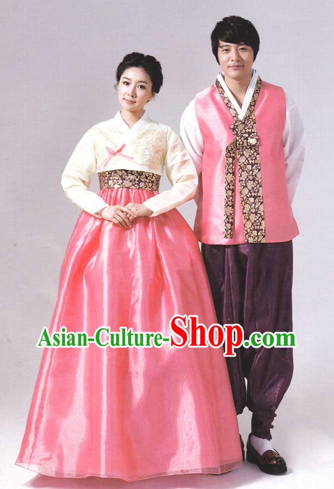 Korean Couple Traditional Dresses Hanbok Outfits Complete Set