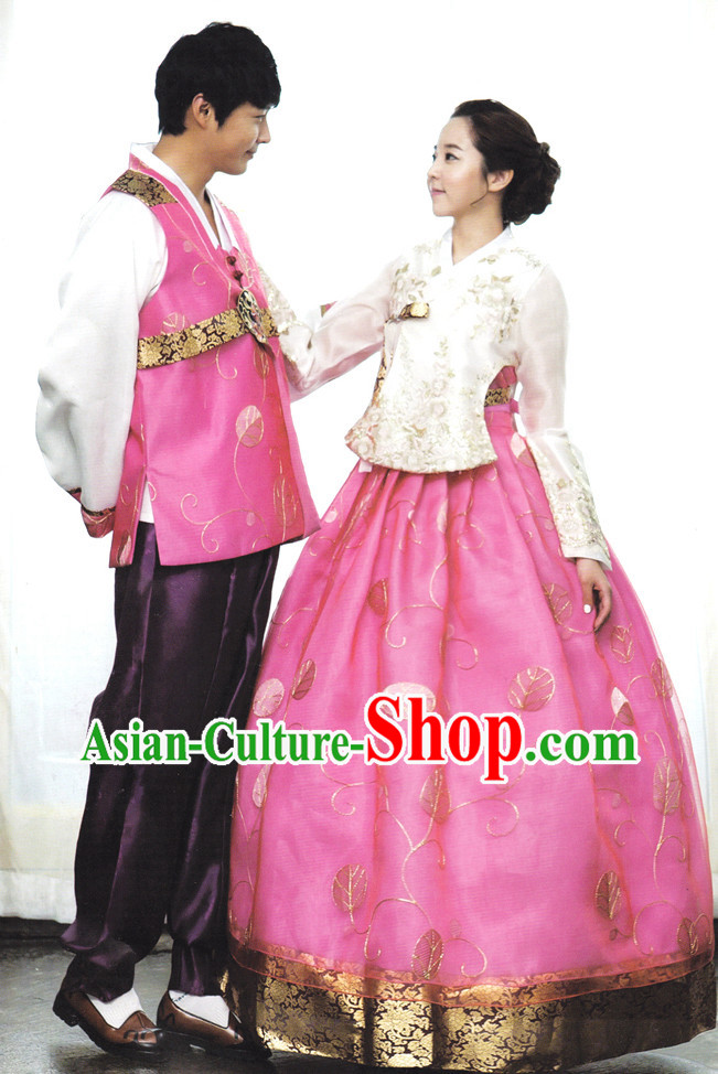 Korean Couple Traditional Dresses Hanbok Clothes Complete Set