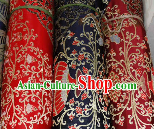 Chinese Tibetan Style Silk Brocade Embroidered Fabric Dress Material