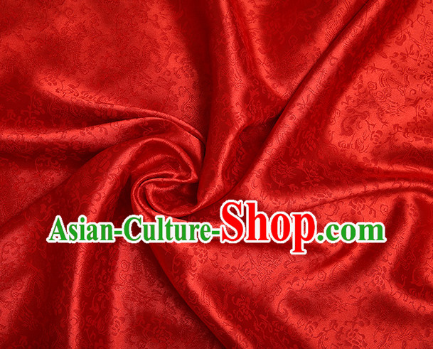 Red Chinese Traditional Dragon Brocade Fabric