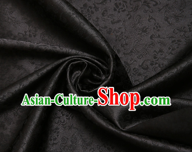 Black Chinese Traditional Dragon Brocade Fabric