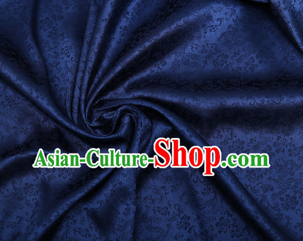 Deep Blue Chinese Traditional Dragon Brocade Fabric