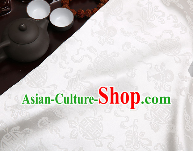 Chinese Traditional White Brocade Fabric