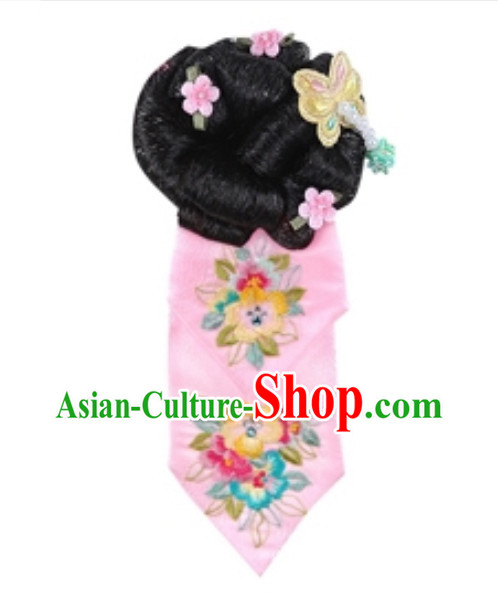 Korean Traditional Black Wig and Headbands