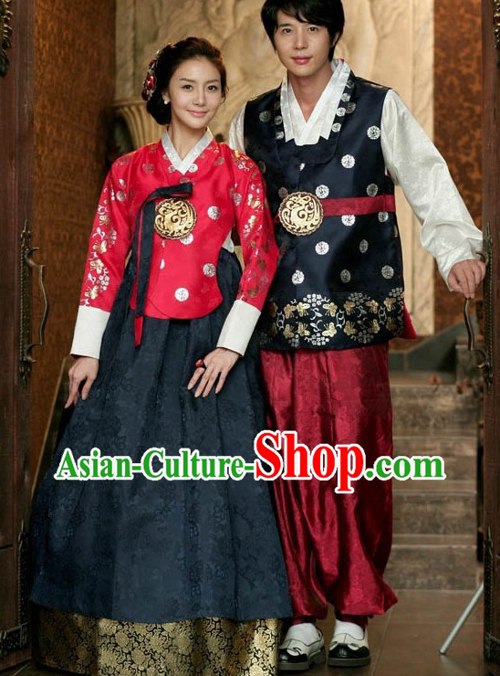 Korean Traditional Wedding Dress Complete Set for Brides and Bridegrooms