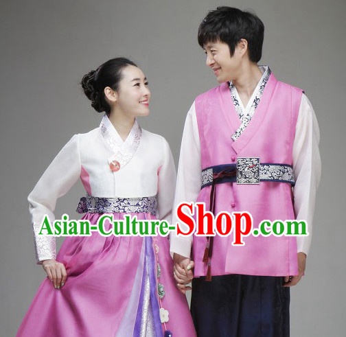 Traditional Korean Fashion Style Husband Wife Clothing Complete Sets for Men and Women