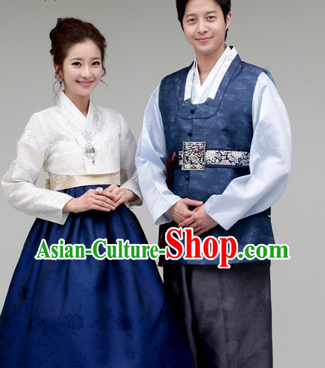 Traditional Korean Fashion Style Husband Wife Clothing Complete Sets for Men and Women