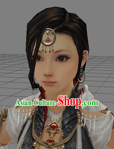 Custom Made According to Your Picture Asian Chinese Ancient Traditional Female Long Wigs and Hair Accessories