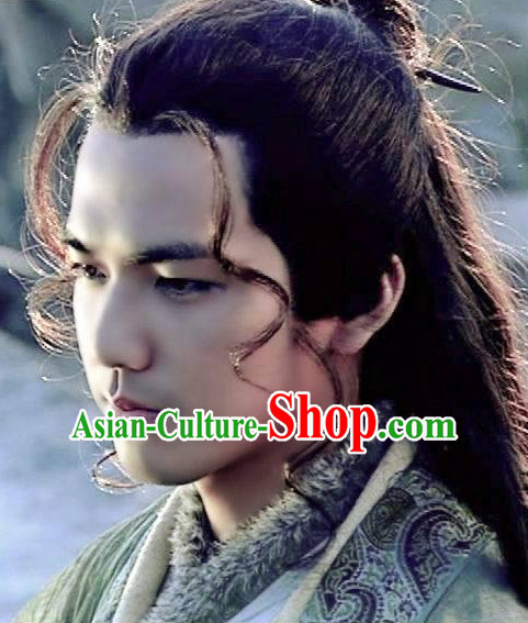 Zhong Hanliang Yi Shuihan Asian Chinese Ancient Traditional Male Curly Long Wig