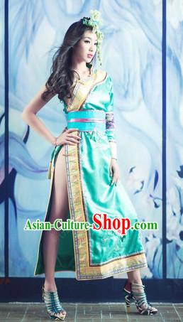 Asian Fashion Sexy Manchu Cheongsam Women Costumes Complete Set