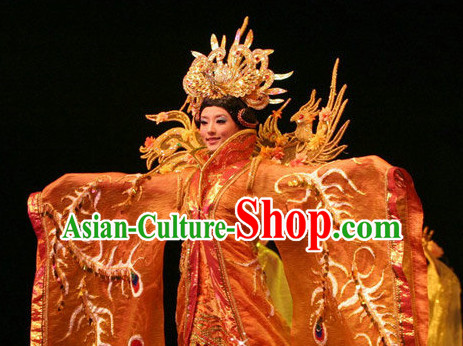 Chinese Traditional Queen Gown and Hair Jewelry Complete Set