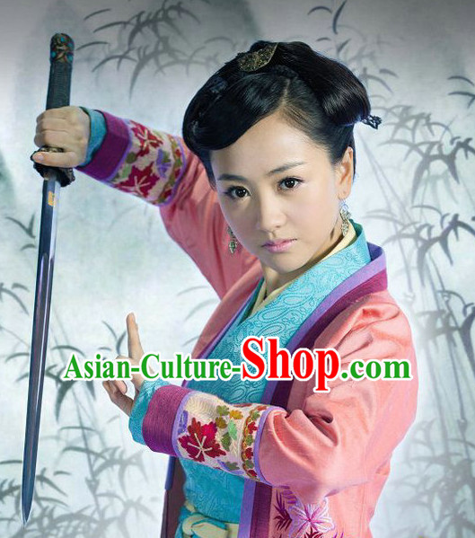 Chinese Traditional Handmade Black Swordswoman Wig