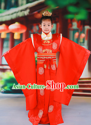 Chinese Traditional Wedding Dress and Coronet for Kids