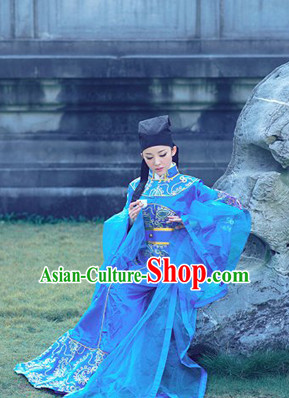 Chinese Traditional National Costumes Scholar Costume and Hat for Men or Women