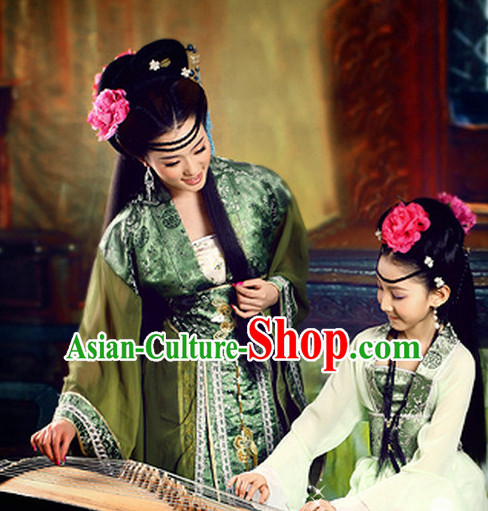 Chinese Traditional National Costumes and Hair Clips for Mothers and Kids