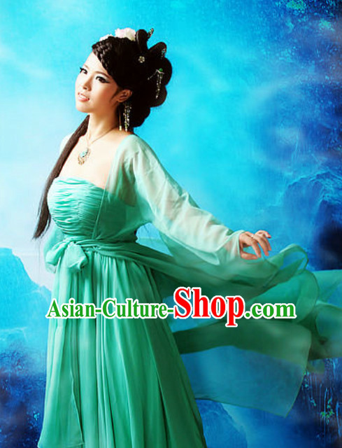 Chinese Traditional National Costume Green Hanfu