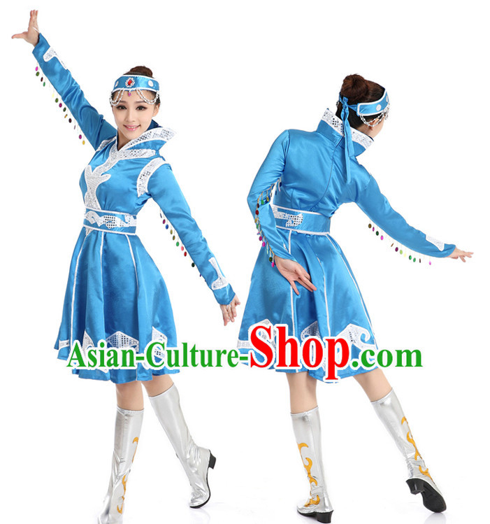 Chinese Traditional Mongolian Dance Suppy and Headwear Complete Set