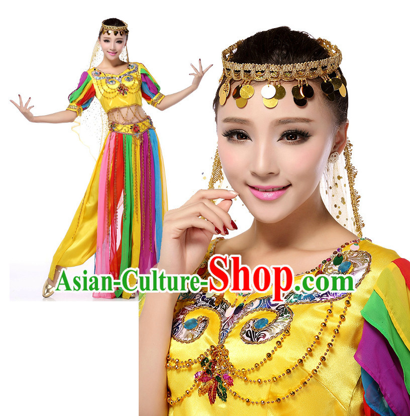 Indian Dance Costumes Apparel Dance Stores Dance Gear Dance Attire and Hair Accessories Complete Set for Women