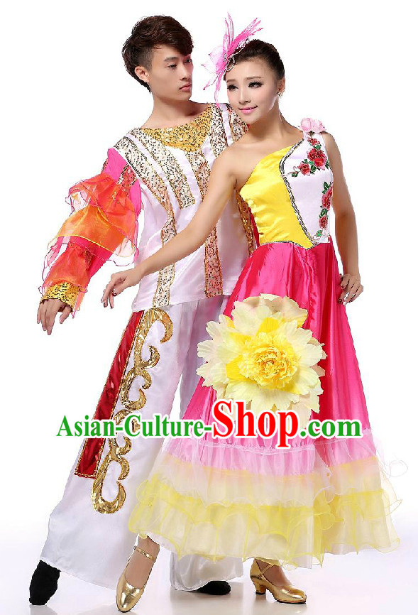 Chinese Stage Dancing Costumes Apparel Dance Stores Dance Gear Dance Attire and Hair Accessories Full Set