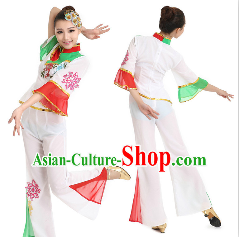 Asian Chinese Classical Dancing Costume Dance Stores Dance Gear Dance Attire and Hair Accessories Complete Set