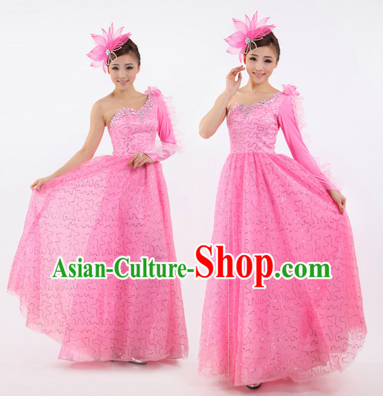 Chinese Stage Dancing Costumes Apparel Dance Stores Dance Gear Dance Attire and Hair Accessories Full Set