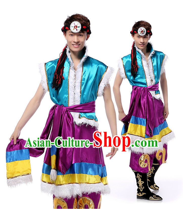 Asian Chinese Meng Gu Clothes Complete Set for Men