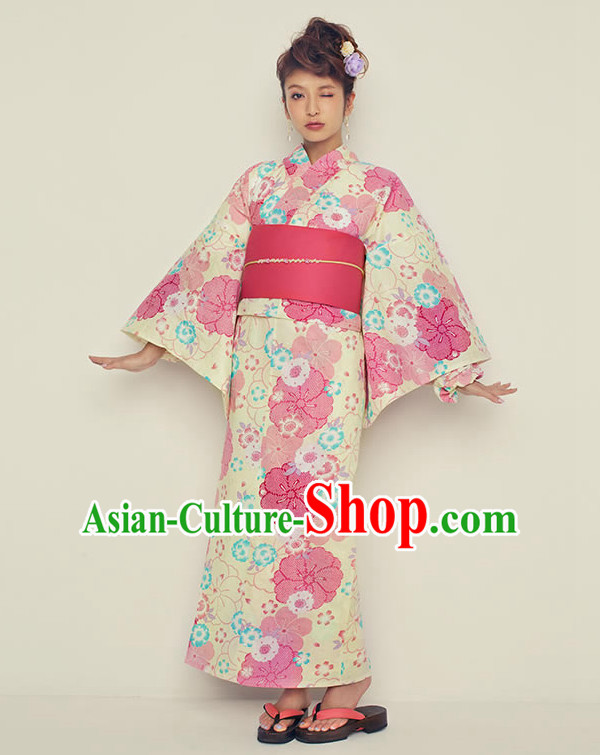 Japanese Traditional Yukata Female Kimono Complete Set