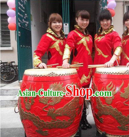 Handmade Red Dragon Chinese Drum