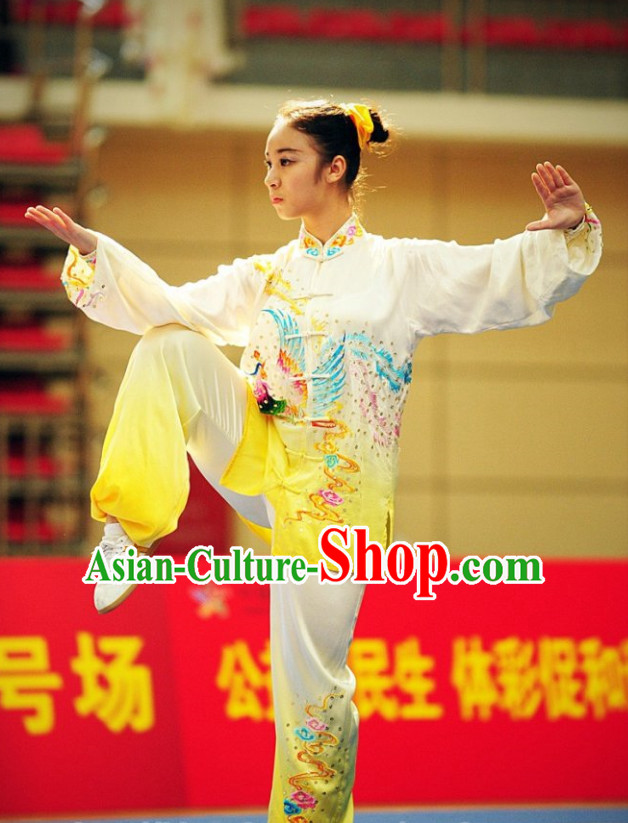 Top Phoenix Embroidery Tai Chi Yoga Clothing Yoga Wear Yang Tai Chi Quan Kung Fu Contest Uniforms for Women