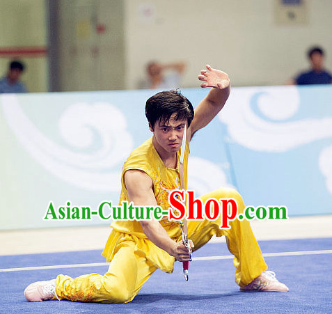 Top Yellow Martial Arts Uniforms Supplies Kung Fu Southern Sword Competition Uniforms for Men