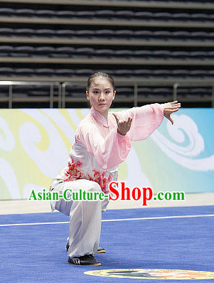 Top Giant Flower Embroidery Tai Chi Costumes Taijiquan Costume Aikido Chikung Tichi Uniforms Quigong Uniform Thaichi Martial Art Qi Gong Combat Clothing Competition Uniforms for Women