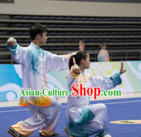 Top Championship Tai Chi Costumes Taijiquan Costume Aikido Chikung Tichi Uniforms Quigong Uniform Thaichi Martial Art Qi Gong Combat Clothing Competition Uniforms for Men or Women