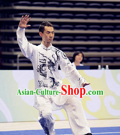 Top Tai Chi Championship Dragon Costumes Taijiquan Uniforms Martial Arts Qi Gong Kung Fu Combat Clothing Competition Uniform for Men