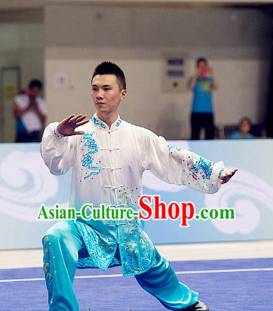 Top Tai Chi Championship Dragon Costumes Taijiquan Uniforms Martial Arts Qi Gong Kung Fu Combat Clothing Competition Uniform for Men