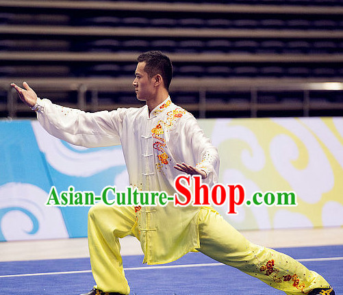 Top Embroidered Tai Chi Swords Championship Costumes Taijiquan Uniforms Quigong Uniform Thaichi Martial Arts Qi Gong Combat Clothing Competition Clothes