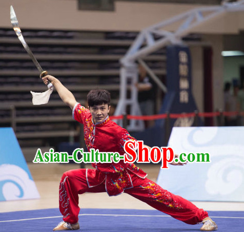 Top Embroidered Dragon Kung Fu Broadsword Uniforms Martial Arts Training Uniform Gongfu Clothing Wing Chun Costume Shaolin Clothes Karate Suit for Men