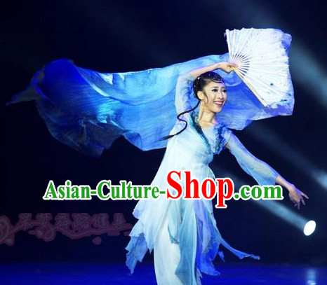 Professional Chinese Stage Performance Classical Dance Costumes and Headwear Complete Set for Women