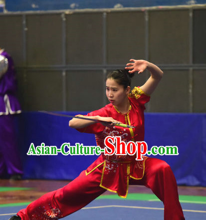 Top  Chinese Wushu Kung Fu Sword Uniforms Kungfu Uniform Martial Arts Competition Costumes for Women