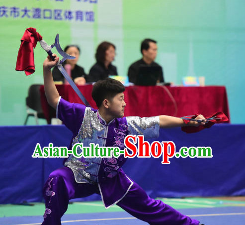 Top Chinese Wu Shu Kung Fu Sword Uniforms Kungfu Uniform Martial Arts Competition Costumes for Men