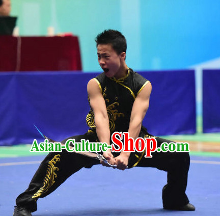 Top Chinese Southern Fist Nanquan Wu Shu Kung Fu Sword Uniforms Kungfu Uniform Martial Arts Competition Costumes for Men